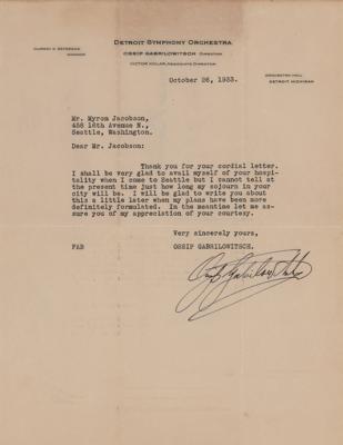 Lot #622 Ossip Gabrilowitsch Typed Letter Signed - Image 1