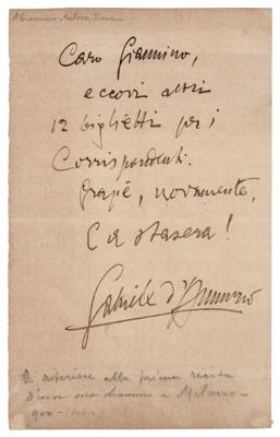 Lot #466 Gabriele D'Annunzio Autograph Letter Signed - Image 1