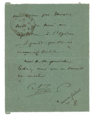 Lot #654 Camille Saint-Saens Autograph Letter Signed - Image 1