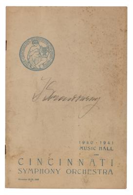 Lot #660 Igor Stravinsky Signed Program (1940) - Image 1