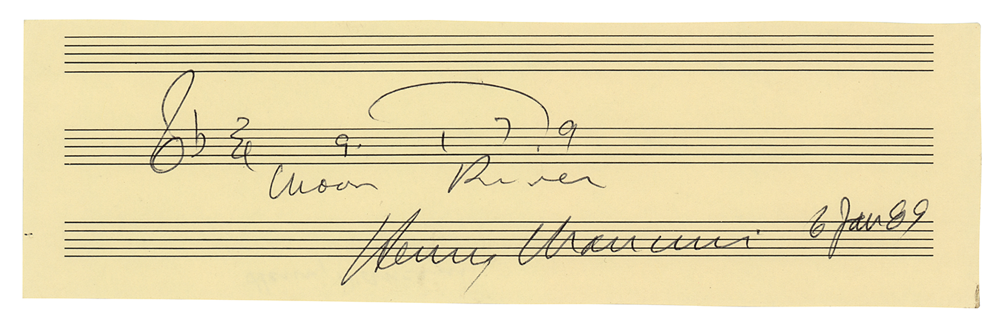 Lot #682 Henry Mancini Autograph Musical Quotation Signed