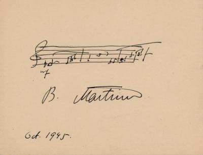 Lot #636 Bohuslav Martinu Autograph Musical Quotation Signed