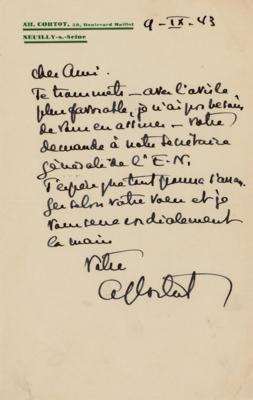 Lot #611 Alfred Cortot Autograph Letter Signed