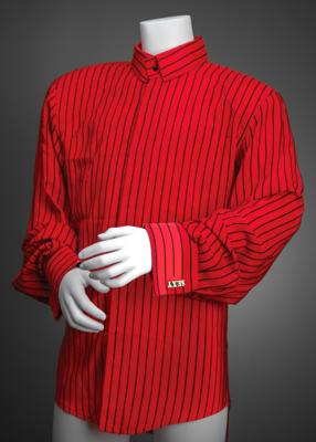 Lot #8083 Prince's Custom-Made Red Striped Shirt with "Sexy" Cufflink - Image 1