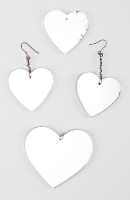 Lot #8071 Prince's Stage-Worn Mirrored Heart Earrings (4) from the LoveSexy Tour - Image 2
