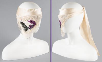 Lot #8010 Prince's Screen- and Stage-Worn 'Purple Rain' White Silk Beaded Mask - Image 2