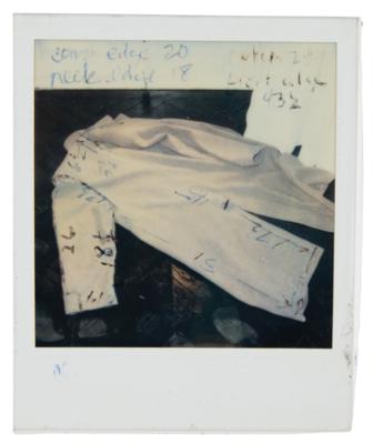 Lot #8046 Prince Wardrobe's Long White Cashmere Coat Polaroids (4) - Image 1