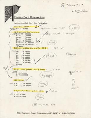 Lot #8126 Prince and the NPG Jewelry Concept Archive with Original Drawings - Image 5