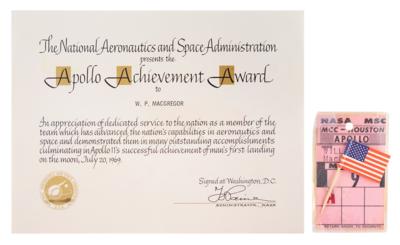 Lot #9240 Apollo 9 Access Badge and Apollo Achievement Award