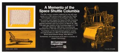 Lot #9812 STS-3 Space Shuttle Columbia Thermal Insulation Souvenir - Image 1