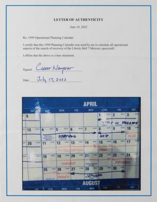 Lot #9078 Curt Newport's Liberty Bell 7 Recovery Planning Calendar - Image 3