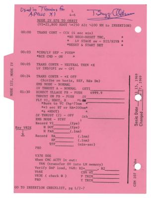 Lot #9275 Buzz Aldrin's Apollo 11 Launch Operations Training Checklist - Image 1