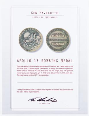 Lot #9371 Apollo 13 Flown Robbins Medallion (Attested as From the Collection of Buzz Aldrin) - Image 3