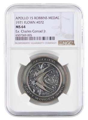 Lot #9449 Charles Conrad's Apollo 15 Flown Robbins Medallion