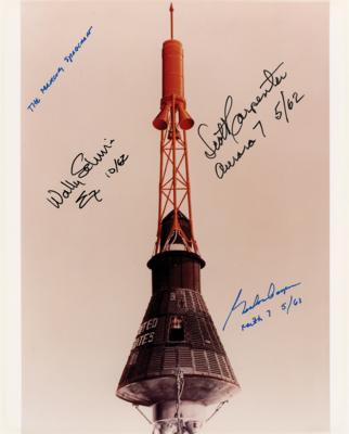 Lot #9087 Mercury Astronauts: Carpenter, Cooper, and Schirra Signed Photograph
