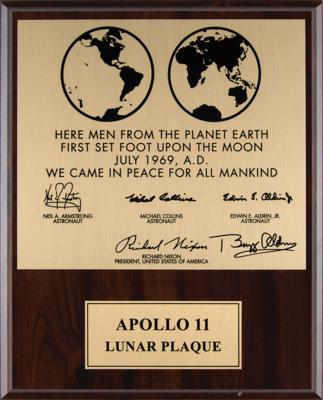 Lot #9294 Buzz Aldrin Signed Lunar Plaque - Image 1