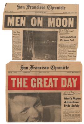 Lot #9317 Gerald Ford (2) Signed Apollo 11 Newspapers - Image 1