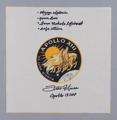 Lot #9381 Fred Haise Signed Apollo 13 Beta Cloth