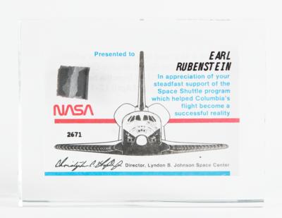 Lot #9772 STS-1 Flown Heatshield Acrylic