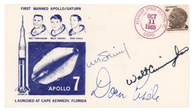 Lot #9188 Walt Cunningham's Apollo 7 Signed Launch Day Cover