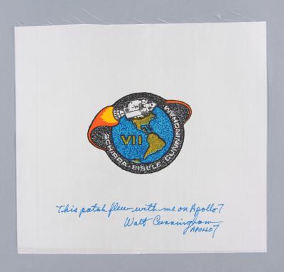 Lot #9180 Walt Cunningham's Apollo 7 Flown Beta Cloth Patch