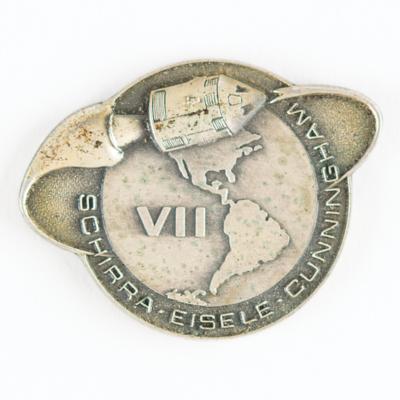 Lot #9178 Walt Cunningham's Apollo 7 Flown Robbins Medallion