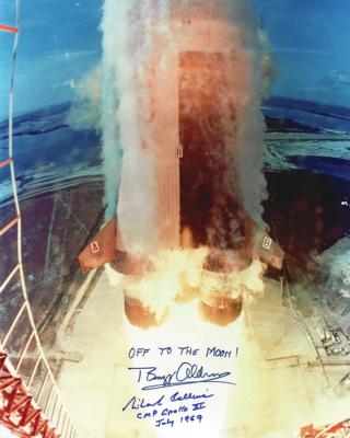 Lot #9281 Buzz Aldrin and Michael Collins Oversized Signed Photograph