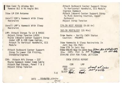 Lot #9526 Gene Cernan's Apollo 17 Lunar Surface Flown Checklist Page - Image 2