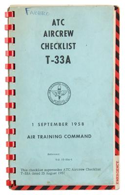 Lot #9028 Lockheed T-33A Shooting Star Aircrew Checklist