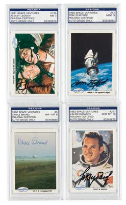Lot #9757 Apollo-Soyuz (4) Signed Space Shots Trading Cards