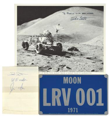 Lot #9460 Apollo 15 Autographs and LRV License Plate