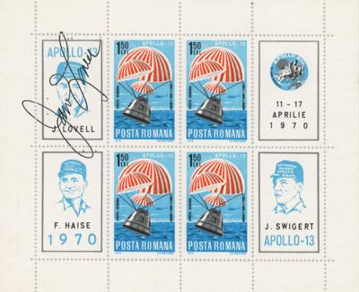 Lot #9413 Apollo 13 Signed (3) Stamp Sheets