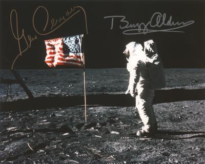 Lot #9578 Buzz Aldrin and Gene Cernan Signed Photograph
