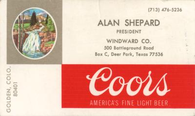 Lot #9123 Alan Shepard's Coors Business Card