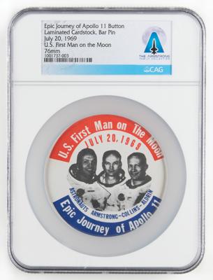 Lot #9309 Neil Armstrong's Apollo 11 Pinback Button - Image 1