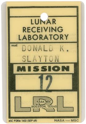 Lot #9351 Deke Slayton's Lunar Receiving Laboratory Badge