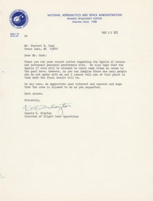 Lot #9107 Deke Slayton Typed Letter Signed on Apollo 15
