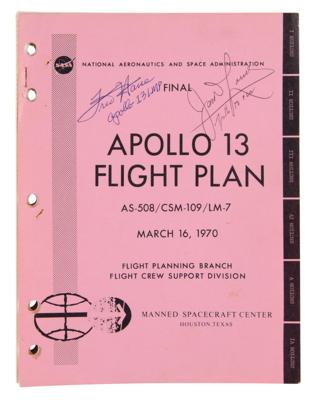 Lot #9376 James Lovell and Fred Haise Signed Apollo 13 Final Flight Plan