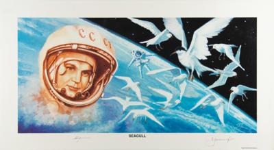 Lot #9928 Alexei Leonov and Valentina Tereshkova Signed Print: 'Seagull'