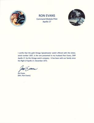 Lot #9003 Ron Evans's 18K Gold Omega Speedmaster Professional Watch - Image 10