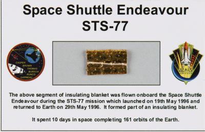 Lot #9809 STS-77 Insulation Blanket Swatch (Attested as Flown) - Image 1