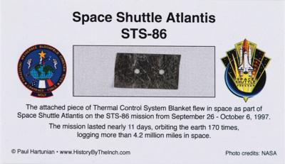 Lot #9810 STS-86 TCS Blanket Swatch (Attested as Flown) - Image 1