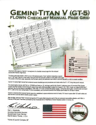 Lot #9164 Gemini 5 Checklist Page Grid (Attested as Flown) - Image 1