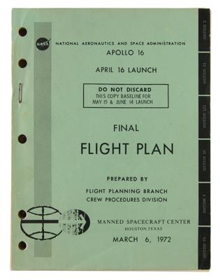 Lot #9522 Apollo 16 Final Flight Plan