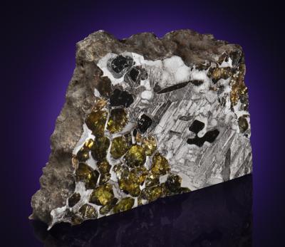Lot #9951 Seymchan Pallasite Meteorite Slab with Edge Exterior