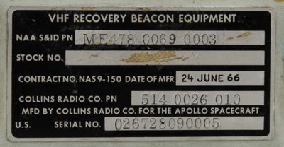 Lot #9670 Apollo CM Block II VHF Recovery Beacon - Image 3