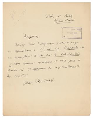 Lot #229 Jean Rostand Autograph Letter Signed - Image 1