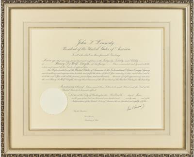 Lot #40 John F. Kennedy Document Signed as President for International Atomic Energy Agency - Image 2