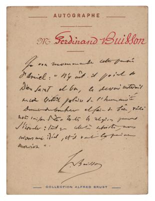 Lot #249 Ferdinand Buisson Autograph Note Signed - Image 1