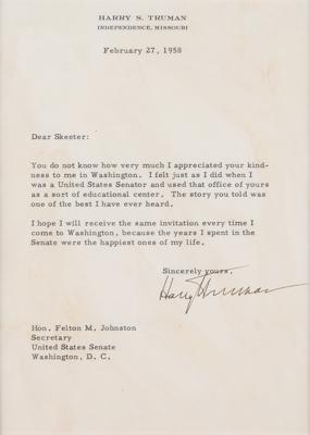 Lot #138 Harry S. Truman Typed Letter Signed on Senate Career - Image 1